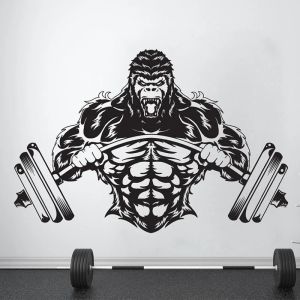 Klistermärken Gym Wall Decal Custom Fitness Decor Workout Art Vinyl Sticker Gorilla Gym Citat Stickers Motivation CrossFit Logo A732