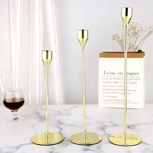Candle Holders European Candlestick Metal Simple Golden Fashion Wedding Decoration Bar Party Living Room Table Home Decor