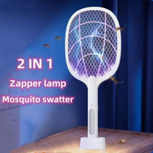 Zappers Mosquito Swatter Fly Zapper Racket 2 em 1 com lâmpada roxa TRAP