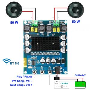 Amplifier 2*50W Bluetooth 5.0 TPA3116D2 Power Amplifier Board Preamp Stereo Dual TPA3116 Audio Stereo Amplificador