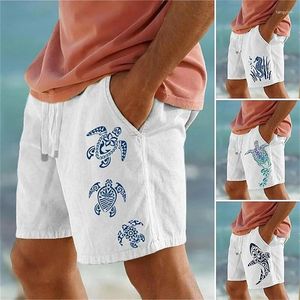 Herren -Shorts Turtle Print Urlaub 3D Printed Muster Board Schwimmgipfel Draw String Hawaiian Style Holiday Beach kurz