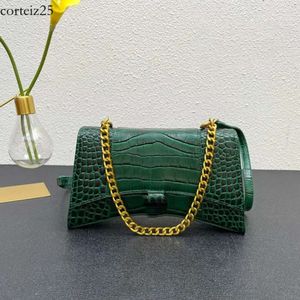 Designer de ampulheta Balencig Bag Bb Cadeia Meia Lua Bolsas de Lua Mulheres Bolsas Crossbacas Bolas de ombro Carteira Crocodilo Com rosca de couro genuíno Pursa de ampulhetas 865