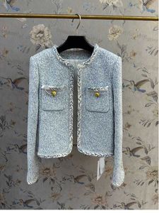 Designer women's jacket Light blue small fragrant coat for women's early autumn 2024 new and fashionable short top