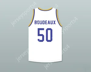 CUSTOM NAY Mens Youth/Kids SHAQ NEON BOUDEAUX 50 WESTERN UNIVERSITY WHITE BASKETBALL JERSEY WITH BLUE CHIPS PATCH TOP Stitched S-6XL