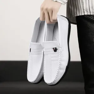 Lässige Schuhe weiße Leder Männer schwarze formelle Kleidungsdesigner -Slipper atmungsaktiven Schlupf beim Fahren