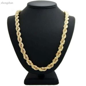 Hip Hop Rope Chain Necklace 14K Guldpläterad 10mm 24 tum279y 7584