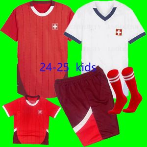 Schweiz Soccer Jerseys 2024 Euro Cup Swiss National Team Elvedi Akanji Zakaria Sow Rieder Embolo Shaqiri Home Away Football Shirts Kids Size 16 - 4XL