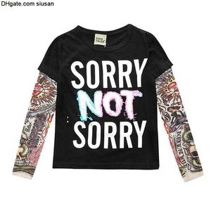 and INS spring autumn boys shirt European American long-sleeved stitching hip-hop style flower arm tattoo sleeves