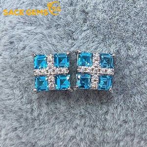 Серьги для герметиков Sace Gems модные украшения для женщин 925 Стерлинговое серебро 3 3 мм швейцарский синий топаз свадебная вечеринка прекрасно