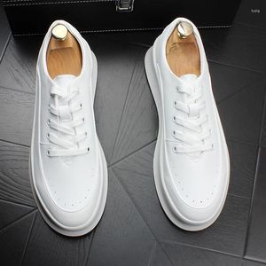 Casual Shoes Japanese Style Mens Natural Leather Lace-up Flats Platform Shoe Breathable White Sneakers Youth Footwear Chaussure