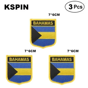 Broszki Bahamas Shiled Shape Flag Patches National for Cothing Diy Decoration