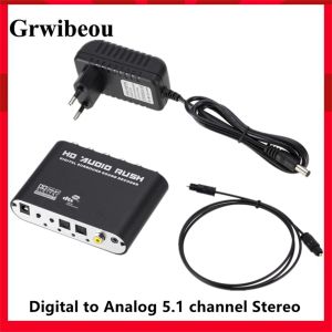 Amplifiers GRWIBEOU 5.1 CH Audio Decoder Spdif Coaxial to RCA DTS AC3 Optical Digital Amplifier Analog Converter Amplifier HD Audio Rush