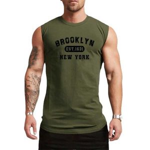 Erkek tank üstleri yaz pamuk nefes alabilen vücut geliştirme tank üstleri erkek egzersiz kas serin serin gömlekler spor fitness kas eğitimi giyim y240507