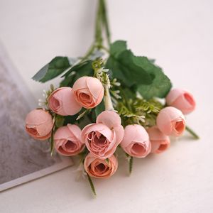 silk rose artificial flowers for wedding decoration bride fake flower bouquet diy home decor art accessories for vase