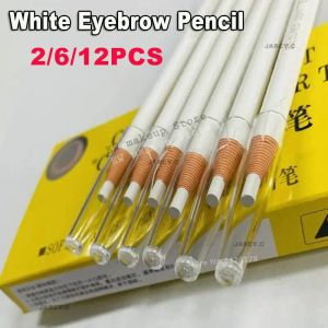 Fırçalar Beyaz Kaş Kalem Çekme Çizgisi Mikrobladlı Kaş Kalem Makyaj Haritalama Araçları Su Geçirmez Sert Çekirdek Ahşap Kaş Kozmetik Kalem