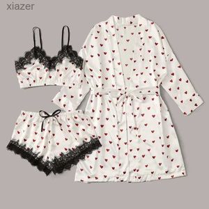 Kvinnors sömnkläder 3 bitar av sommar kvinnor älskar pyjama set full och sexig spetsis silk casual slitage set flickor vår och sommar casual slitage set wx