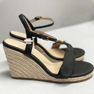 Designer High Heels Platform Sandaler Womens Leather Espadrille Wedge Heel