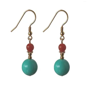 Dangle Earrings Turquoise Red Agate Gemstone DIY 18Kイヤーフックフーププラチナカスタムフォーマルメン女性ウェディング10代のアートユニセックス