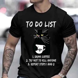 Magliette maschile magliette da uomo per fare elenca bevi coff e non cercare di uccidere i vestiti anime di t-shirt gatto cortometrali