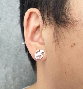 New Strange Music Charm Tech N9ne Stud Earring in acciaio inossidabile Gioielli polacchi argento Design Nuovo Design Buon regalo per UNISEX6489108