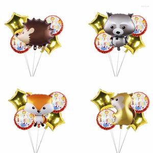 Decoração de festa 5pcs grandes balões de animais Hedgehog Raccoon e Squirrel Foil Ballons