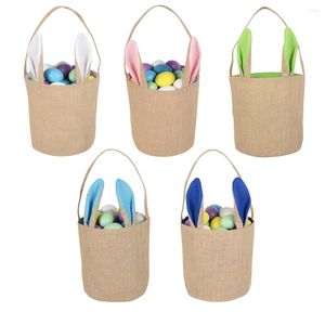 Present Wrap Easter Cartoon Ears Basket Candy Bag Day Decoration Kids Egg Toys Lagring Handväska Festfest Tote