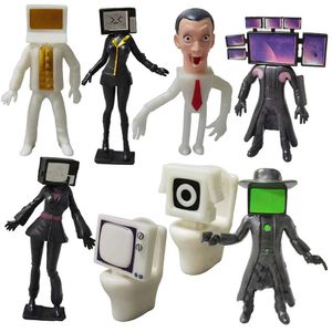 Figuras de brinquedos de ação new8pcs skibidi Toyet Toys Ação Figura Doll Crianças Toys Bolo Decoração Monitor Homem Aniversário de Natal Presente de Halloween T240506