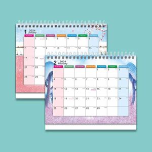 Kalendarz kalendarza 2024 Tabletop stand-up Flip-Top Projektowanie Znakowanie Planowanie Planera harmonogram kalendarza biura domowego Dekorowanie kalendarza kalendarza