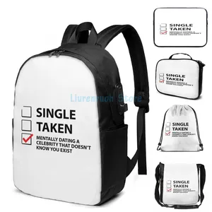 Backpack lustige grafische Print Single, die geistig Dating USB -Ladung Männer Schultaschen Frauen Bag Travel Laptop eingenommen haben