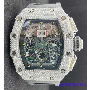 RM 기계식 손목 시계 RM11-03 흰색 Moissanite 다이아몬드 라운드 컷 자동 고급 남성용 감시