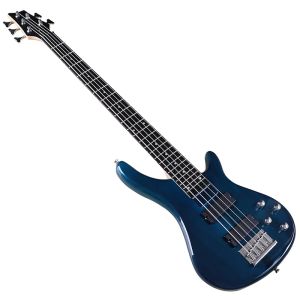 Guitarra de alto brilho de alto brilho 43 polegadas Bass Guitar Active 5 Strings Blue Okoume Wood Body Bass Guitar com Pick Up Up