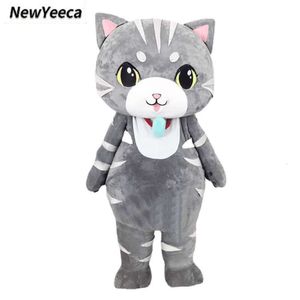 マスコット衣装新しい灰色のかわいい猫マスコット面白いモンキー人形セットハロウィーン大人の歩行動物衣装