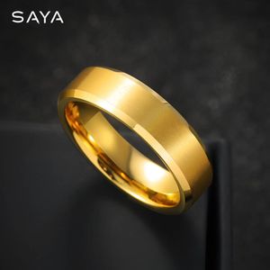 Tungsten Gold Rings Men and Women Fashion Shining Retro Frosting Party Weddingengraving 240416