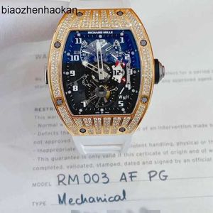Миллес Ричамиллс часы маховик RM003 Мужчина из розового золота инкрустация бриллиантового дисплея.