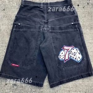 JNCOショーツY2Kヒップホップレトロスケルトグラフィックストリートウェアパンツメンズデニムジムショーツハラジュクゴシックメンズバスケットボールショート963