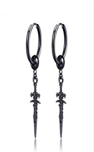 Stud Retro Black Cool Sword Earrings Piercings For Women & Men Personality Non Piercing Fake Punk Jewelry18287216