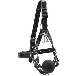 Mumo di marcatura della testa di attrezzatura per bondage con bavaglio della bocca e gancio naso sesso sesso giocattolo nuovo design in pelle bdsm gag a sfera B03020406647375