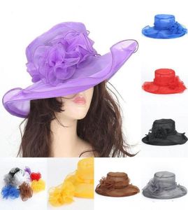 Wedding Hat Women Church Sun Hat Wide Brim Cap Wedding Dress Tea Party Floral Beach Party Hats5567592