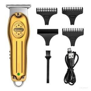 Elektriska rakare Kemei Professionell hårtrimmer Electric Hair Clipper Mens Laddningsbara barberlösa hårklippningsmaskin för Bareheaded T240507