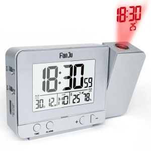 Klockor Digital Projection Alarm Clock Date Snooze Funktion LED Projector Desk Table Thermometer Hygrometer Lazy Clock Time Backlight