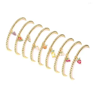 Braccialetti di fascino perline placcate in rame catena colorato di fragole alla fragola zircone colorato per donne simpatico regalo di gioielli da braccialetto