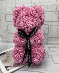 Rose Teddy Bear New Valentines Day Gift 25cm Flower Bear Artificial Decoration Christmas Gift for Women Valentines Gift Sea Shippi3071182