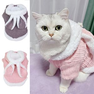 Roupas de gato roupas de gato de inverno moletom com capuz de coelho vestido de orelha para cães cães pequenos cachorros kitty cosplay casaco de casaco de casaco