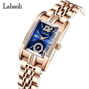 Labaoli Watch Womens Fashion Square Independent Second Disc Exquisite Steel Band Waterproof Quartz