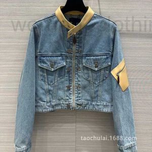 Women's Jackets Designer leather patchwork denim short jacket with a cool and casual wash jacket cardigan spring TQHA