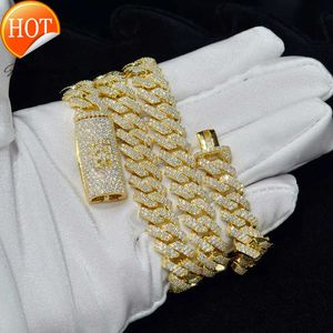 Pendant Necklaces 10MM Moissanite Cuban Chain Fast Shipping Round Brilliant Cut 10k 14k Solid Gold Cuban Link Chain For Men Women