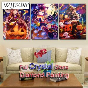 Ponto 5d 5d Crystal Diamond Painting Halloween Girl Full Square Mosaic Bordado Kits Cross Stitch Kits Diamond Art Home Decor 230745