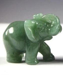 Sculptures Chinese Green jade Carved Elephant Small statue statue