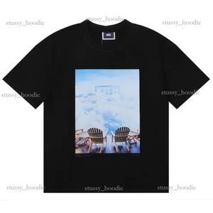 High Street Tide Brand Herren Kith T-Shirt Street View gedruckt kurzärmelig Omoroccan Fliesen für Kith T-Shirt Männer und Frauen Tee Baumwolle 7129