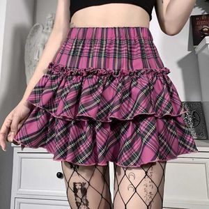 Etekler yüksek bel ince lolita cosplay y2k etek Japon Akademi tarzı genç kızlar pürüzsüz etek kadınlar gotik etek pembe etek q240507